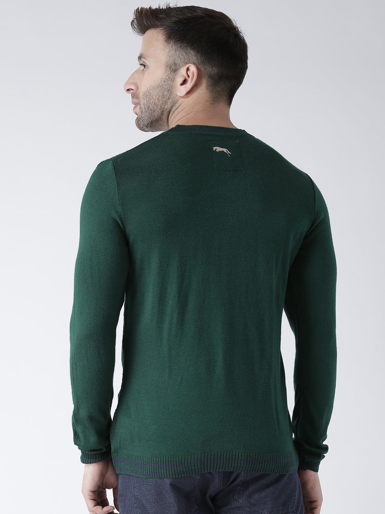 Men Green self Design Pullover - JUMP USA