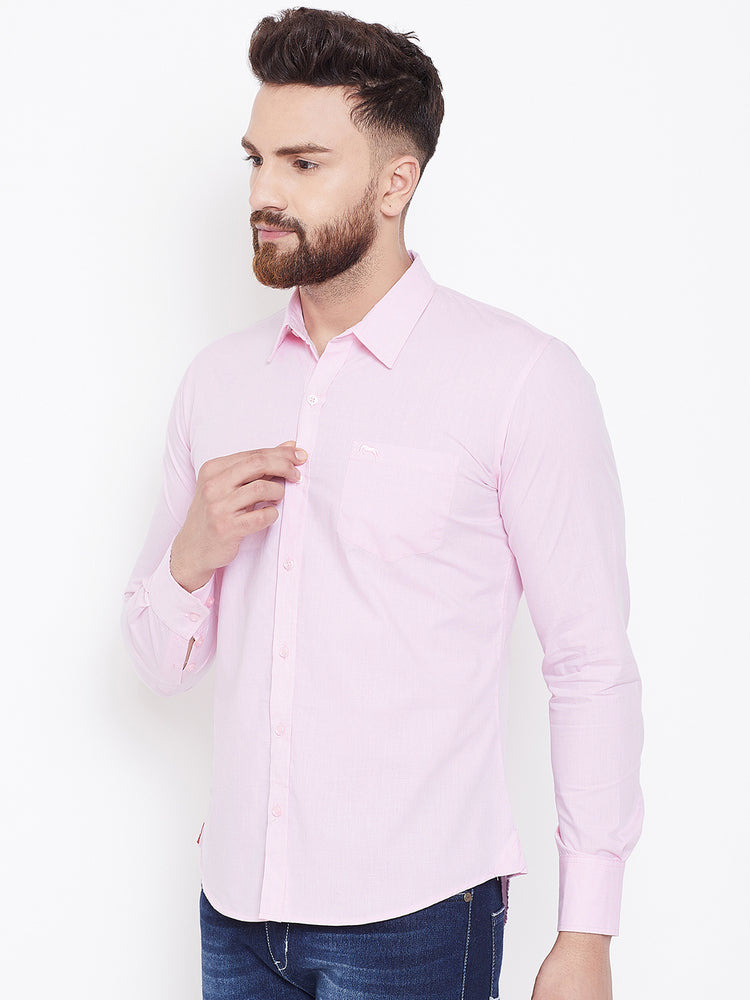 JUMP USA Men Pink Solid Regular Fit Casual Shirts - JUMP USA