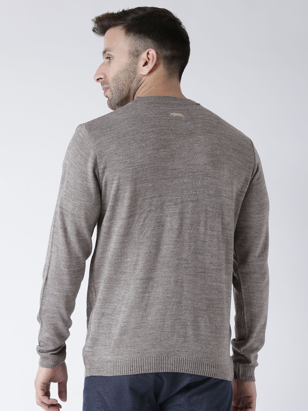 Men Beige self Design Pullover - JUMP USA