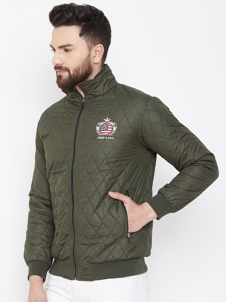 JUMP USA Men Green Design Casual Quilted Jacket - JUMP USA