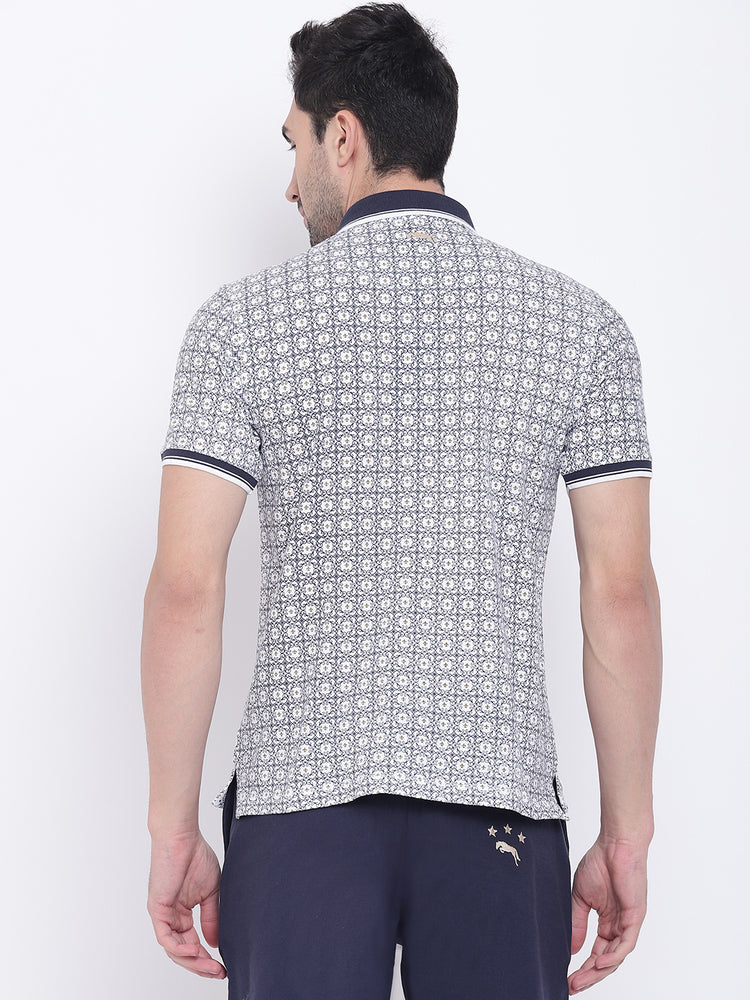 Men Casual Solid White Polo Collar T-Shirt - JUMP USA