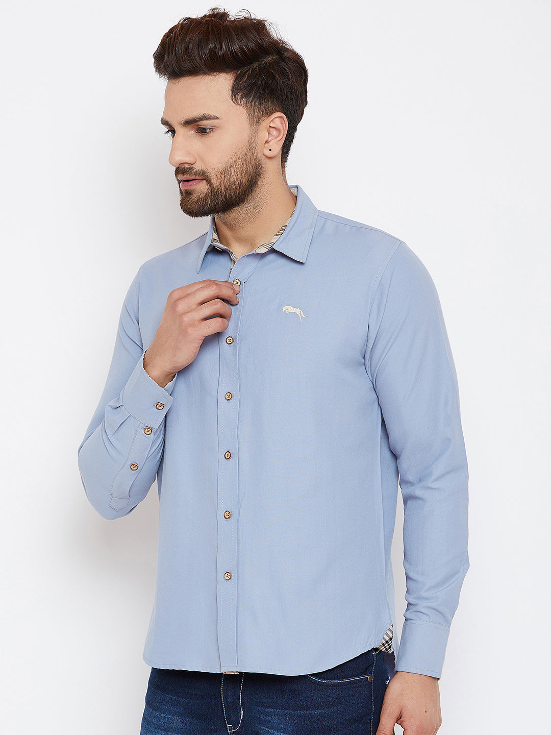 JUMP USA Men Blue Regular Fit Solid Casual Shirt - JUMP USA