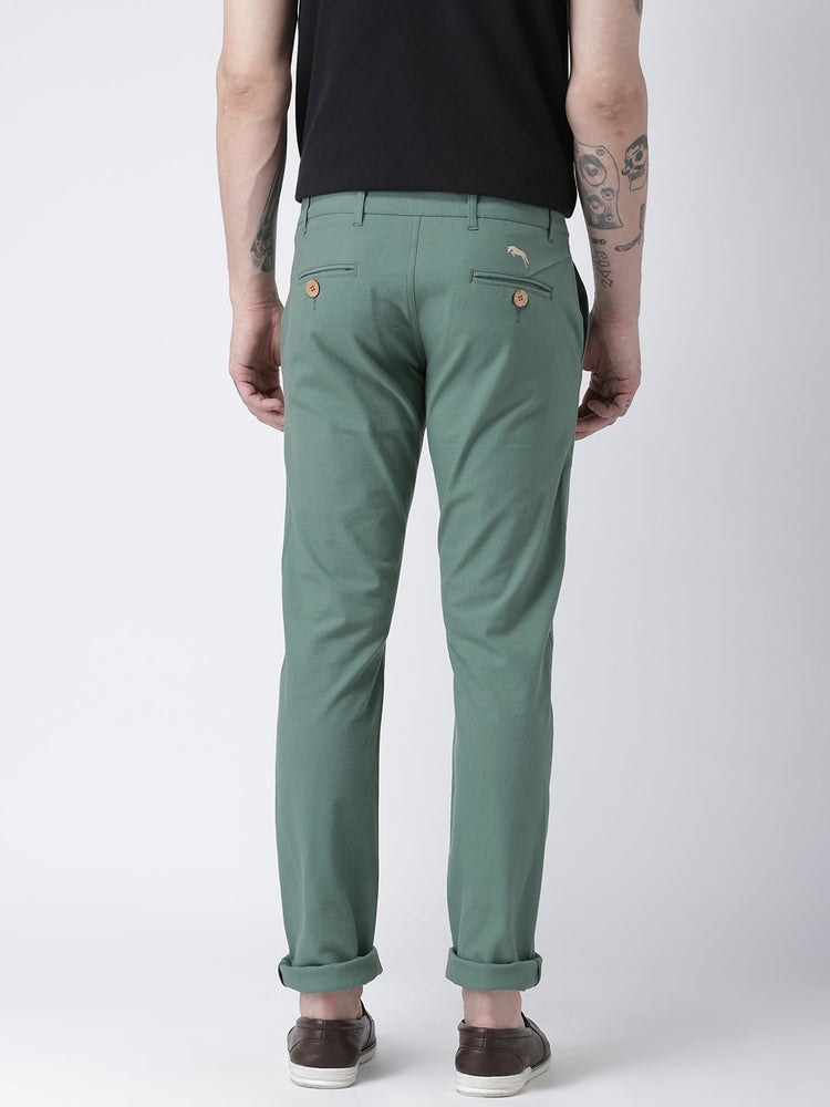 Men Grey Slim Fit Solid Chinos - JUMP USA