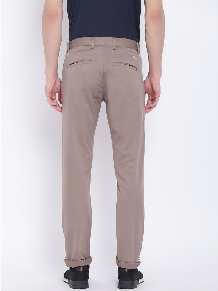 Men Casual Solid Grey Chinos - JUMP USA
