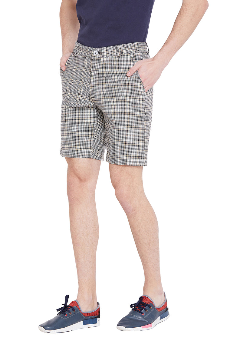 Men Grey Checked Casual Shorts - JUMP USA