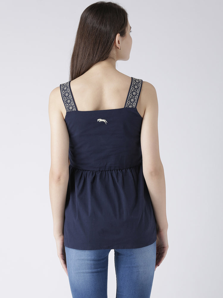 Women Navy Blue Casual Tops - JUMP USA