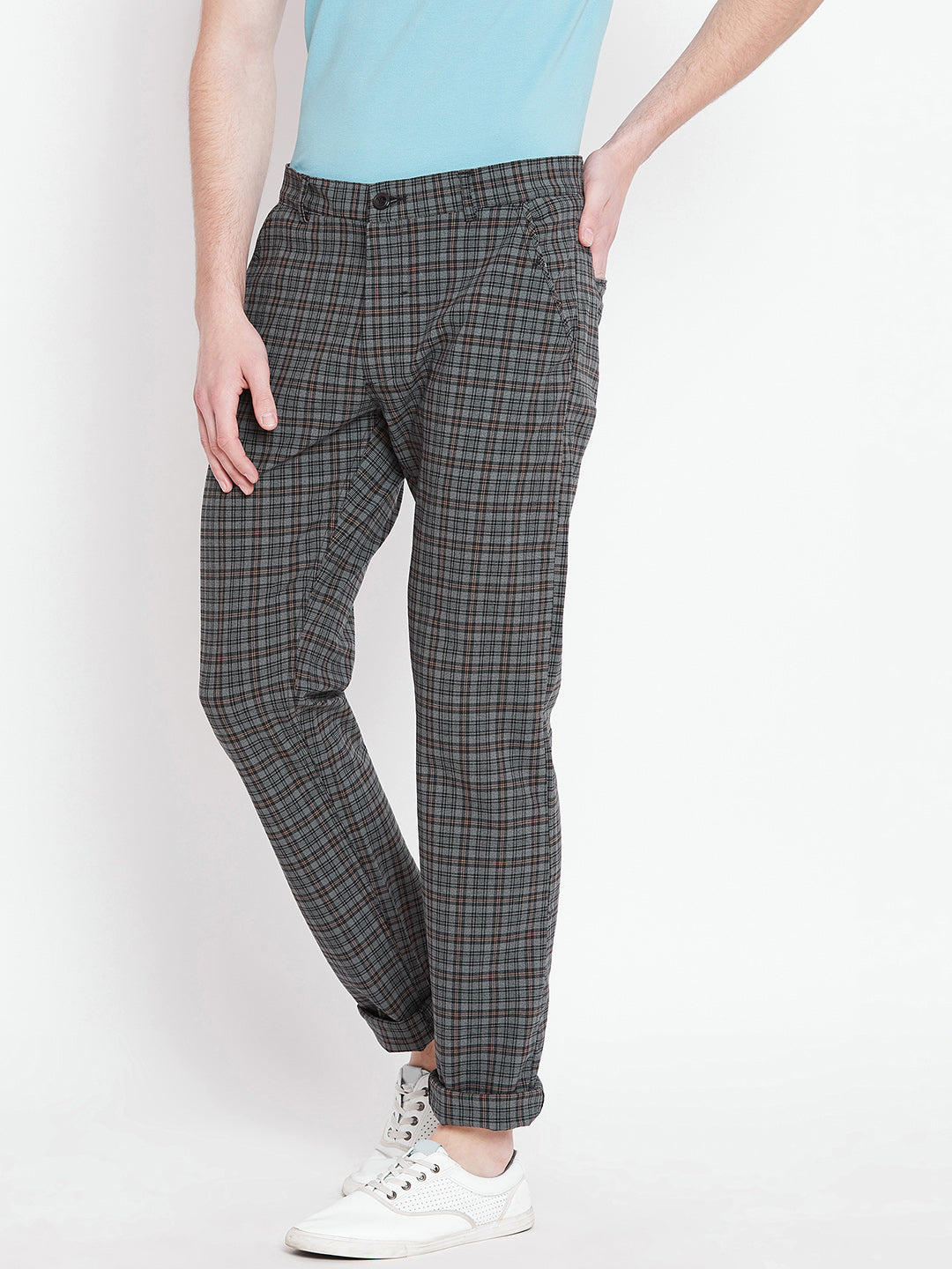Mens grey check joggers hotsell
