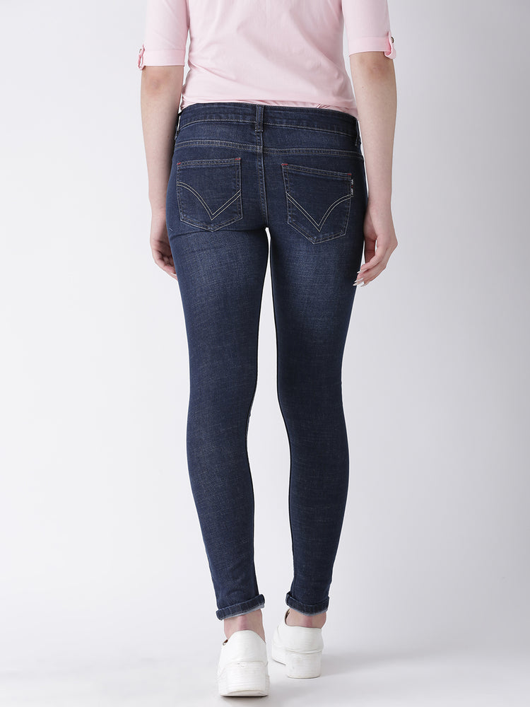 Women Blue Skinny Fit Mid-Rise Clean Look Jeans - JUMP USA