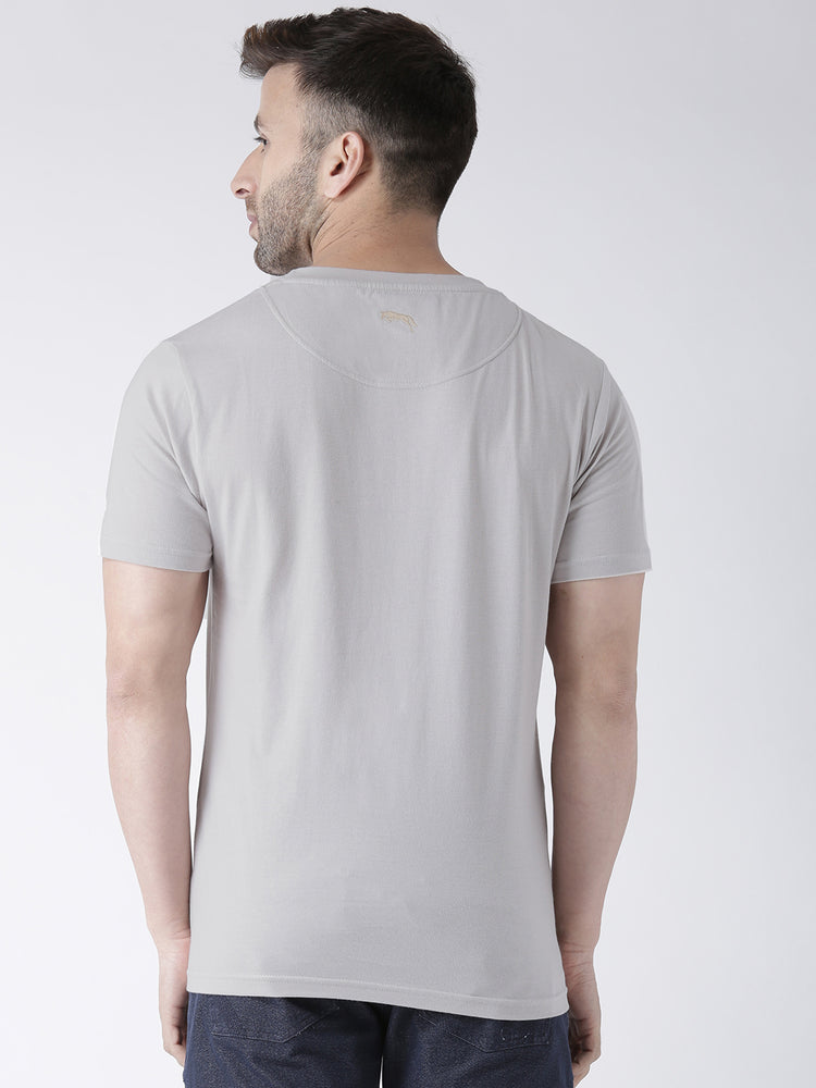 Men Casual Printed Grey T-shirt - JUMP USA