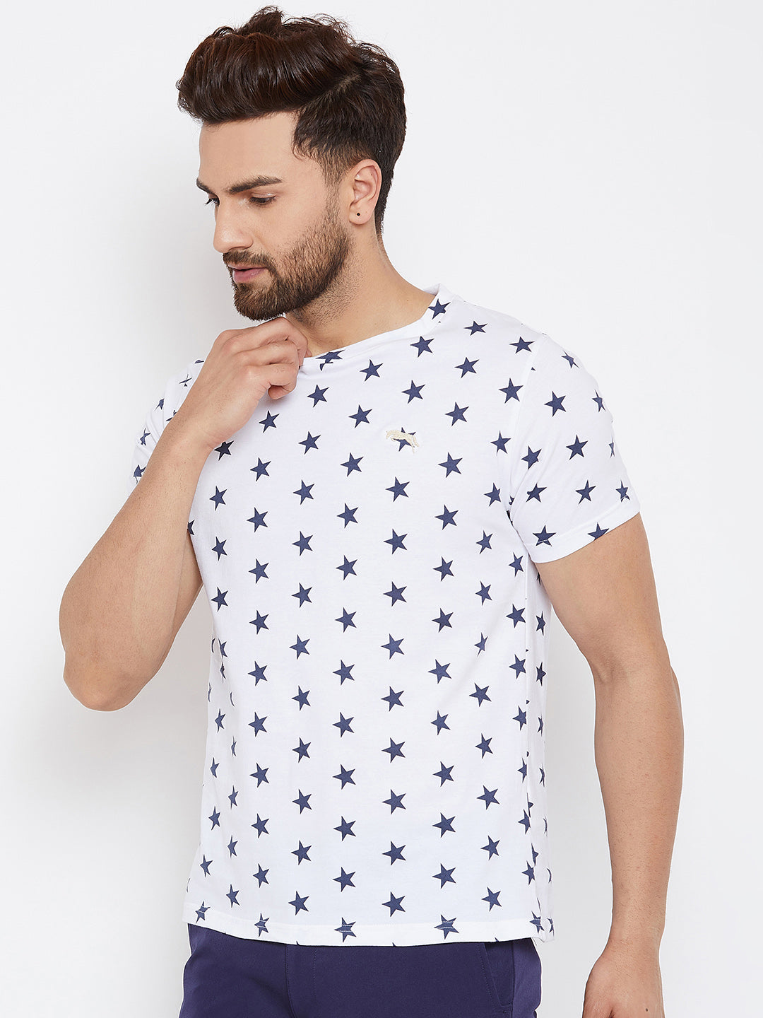 JUMP USA Men White Printed Round Neck T-Shirt - JUMP USA