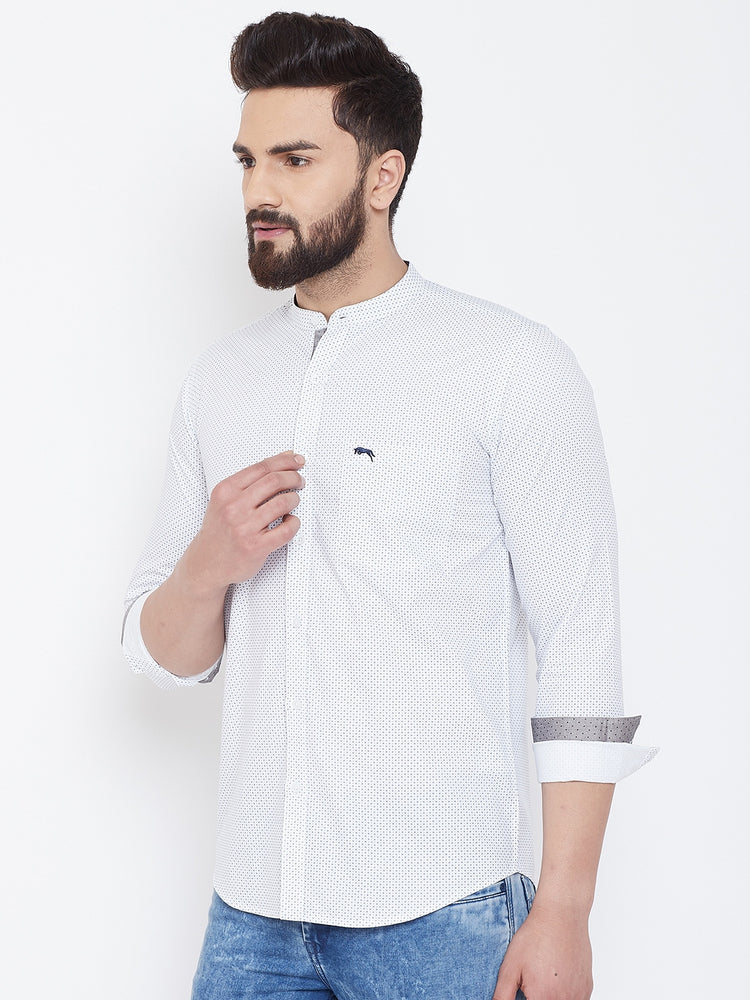 JUMP USA Men White Printed Cotton Casual Shirts - JUMP USA
