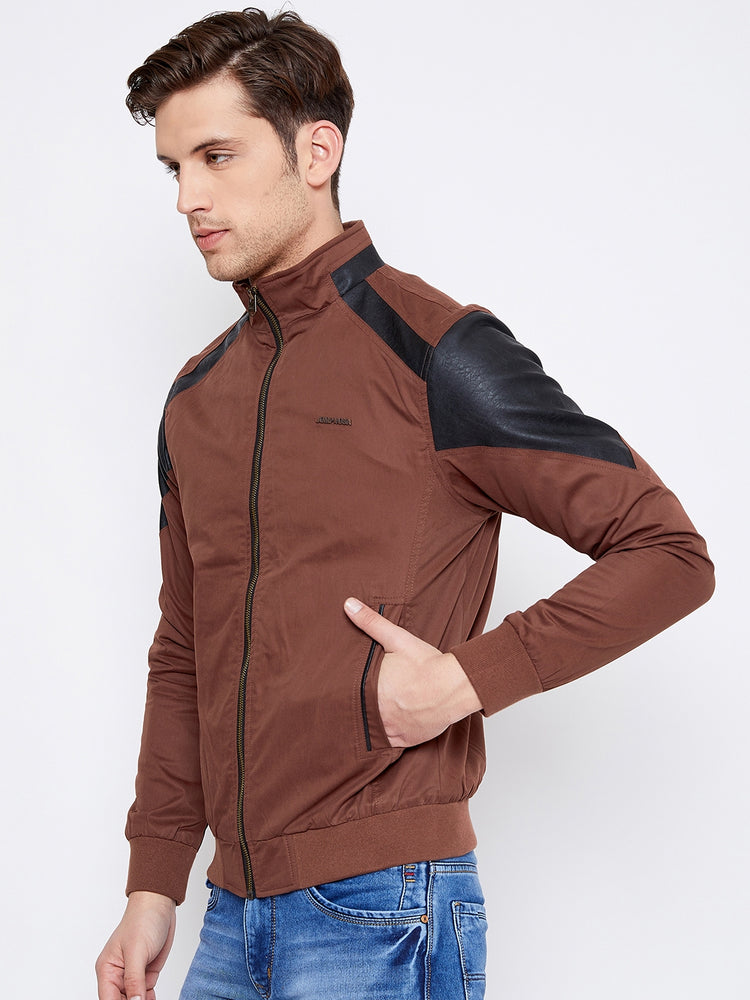 JUMP USA Men Brown Solid Casual Bomber Jacket - JUMP USA