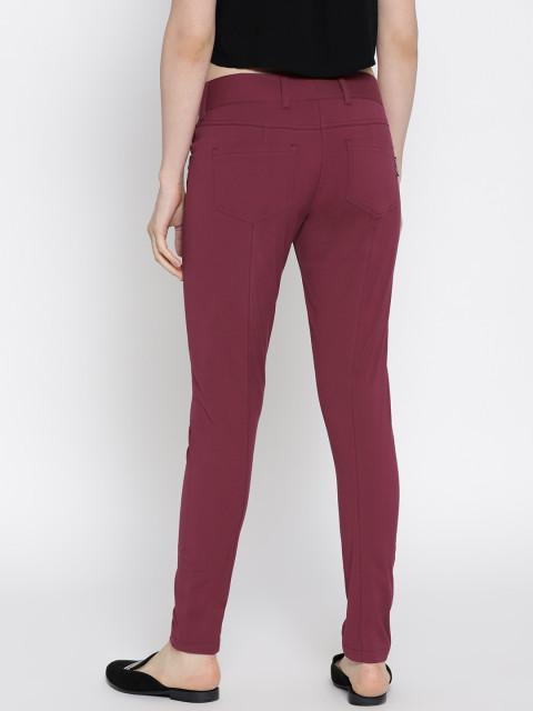 Women Solid Slim Fit Trousers - JUMP USA