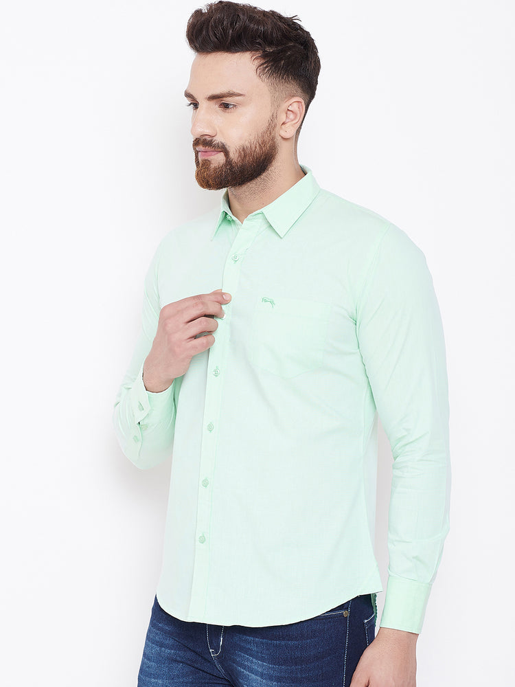 JUMP USA Men Green Solid Regular Fit Casual Shirts - JUMP USA