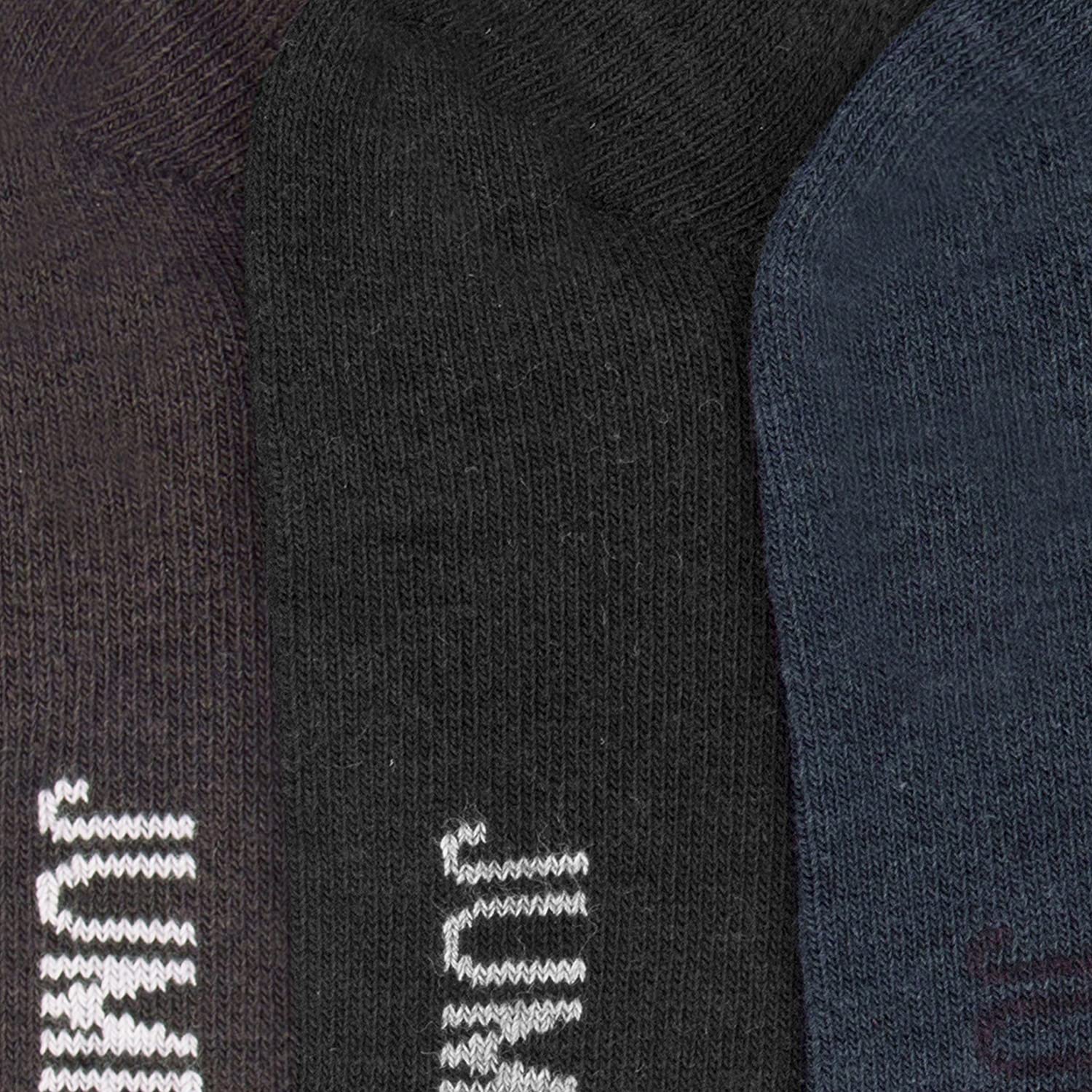 JUMP USA Men's Pack of 3 Ankle Length socks | Men's Casual Socks for Everyday Wear - Sweat Proof, Quick Dry, Padded for Extra Comfort | Black/Charcoal/Navy Blue