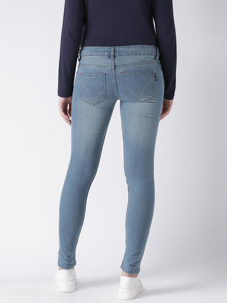 Women Blue Skinny Fit Mid-Rise Clean Look Jeans - JUMP USA