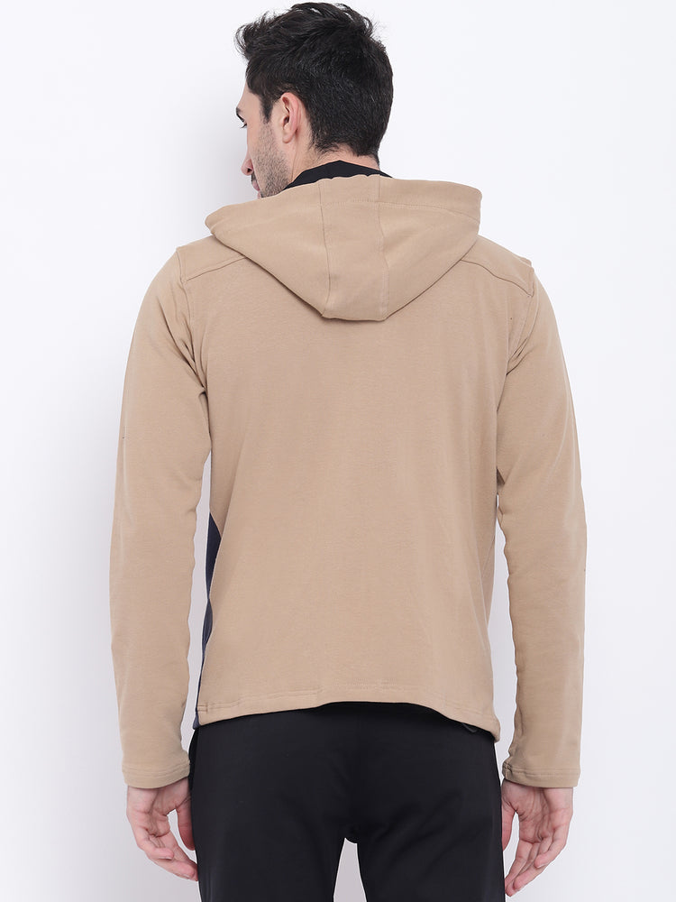 Men Casual Colourblocked Beige Sweatshirt - JUMP USA