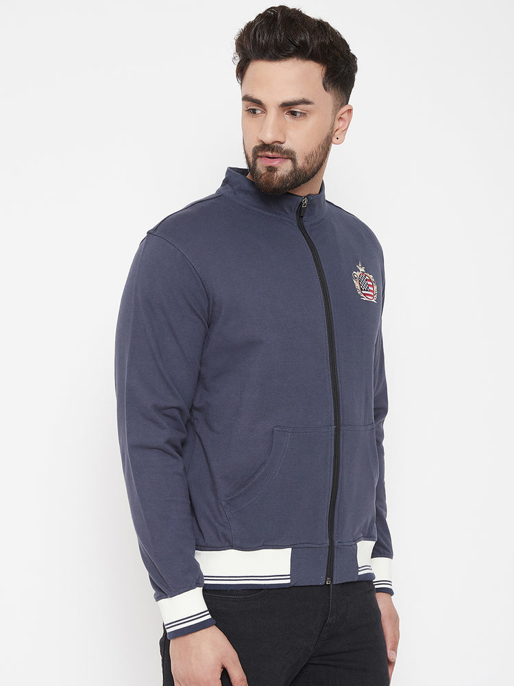 JUMP USA Men Navy Blue Solid Bomber Jacket - JUMP USA