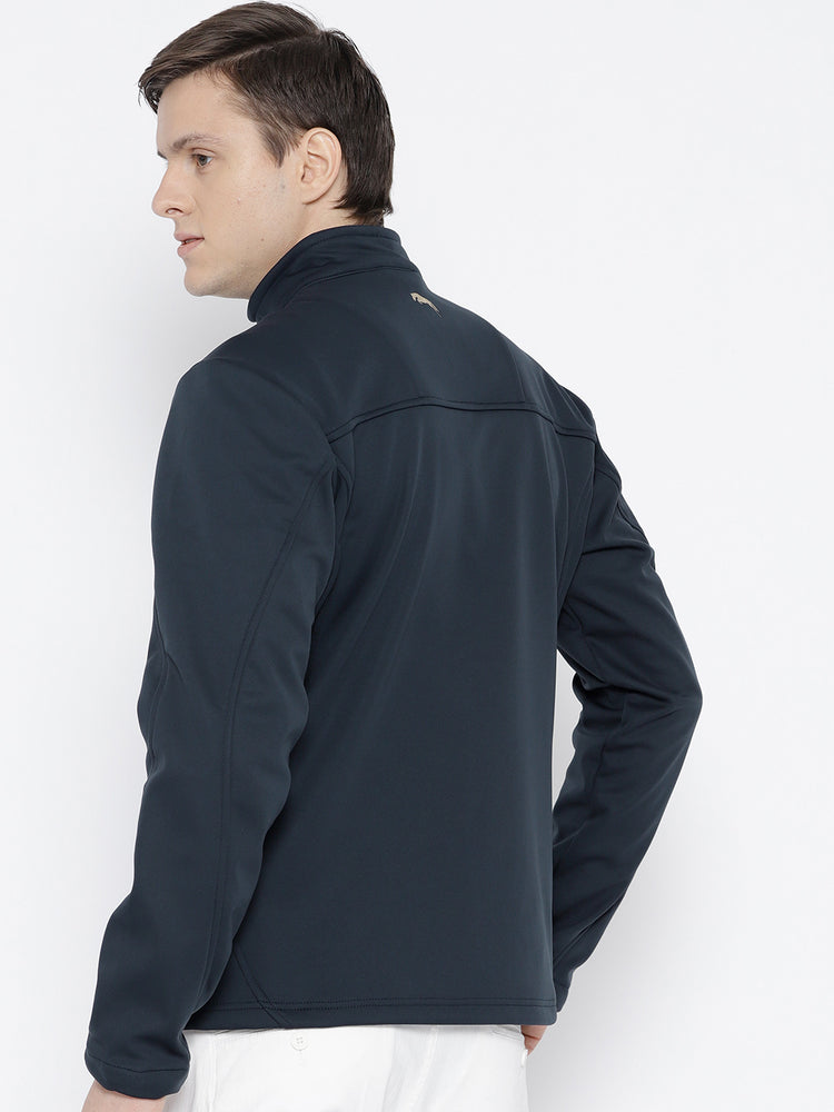 Men Navy Blue Solid Jacket - JUMP USA
