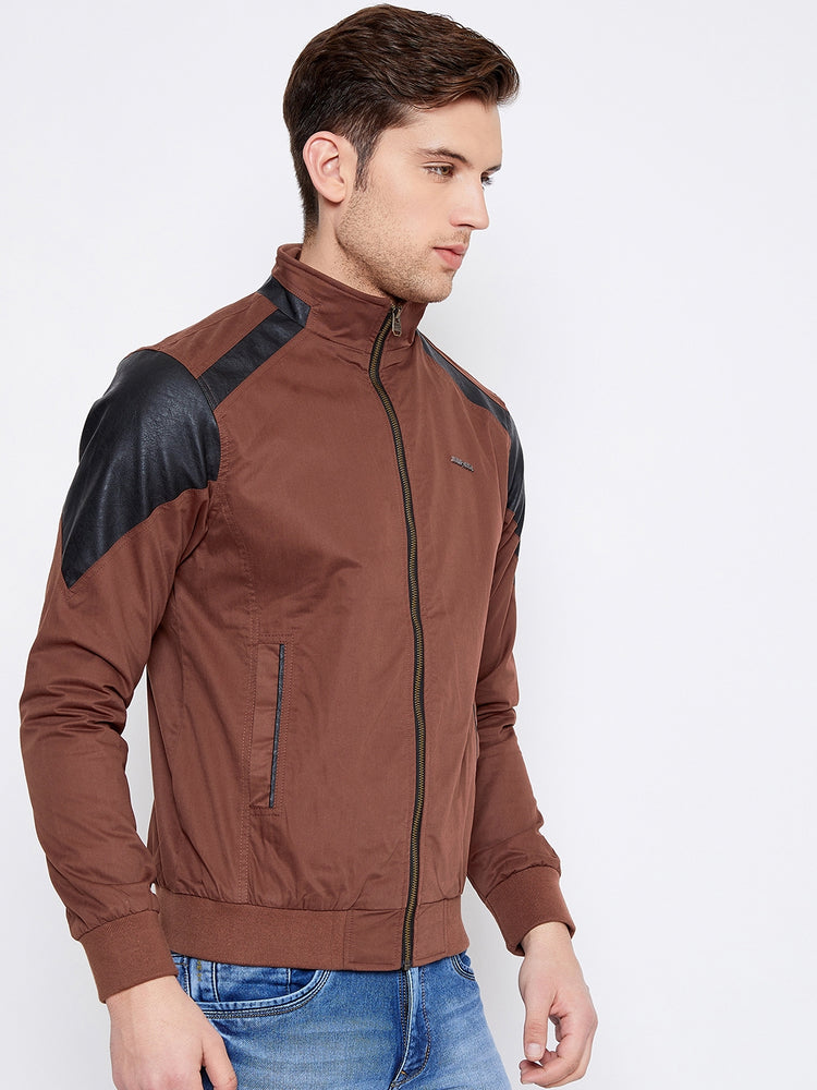 JUMP USA Men Brown Solid Casual Bomber Jacket - JUMP USA