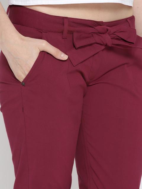 Women Solid Cropped Trousers - JUMP USA