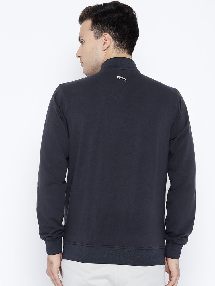 Navy Blue Solid Sweatshirt - JUMP USA