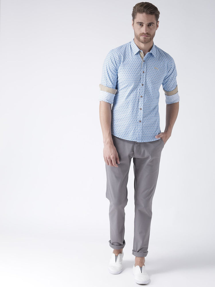 Men Blue Regular Fit Printed Casual Shirt - JUMP USA (1568801947690)