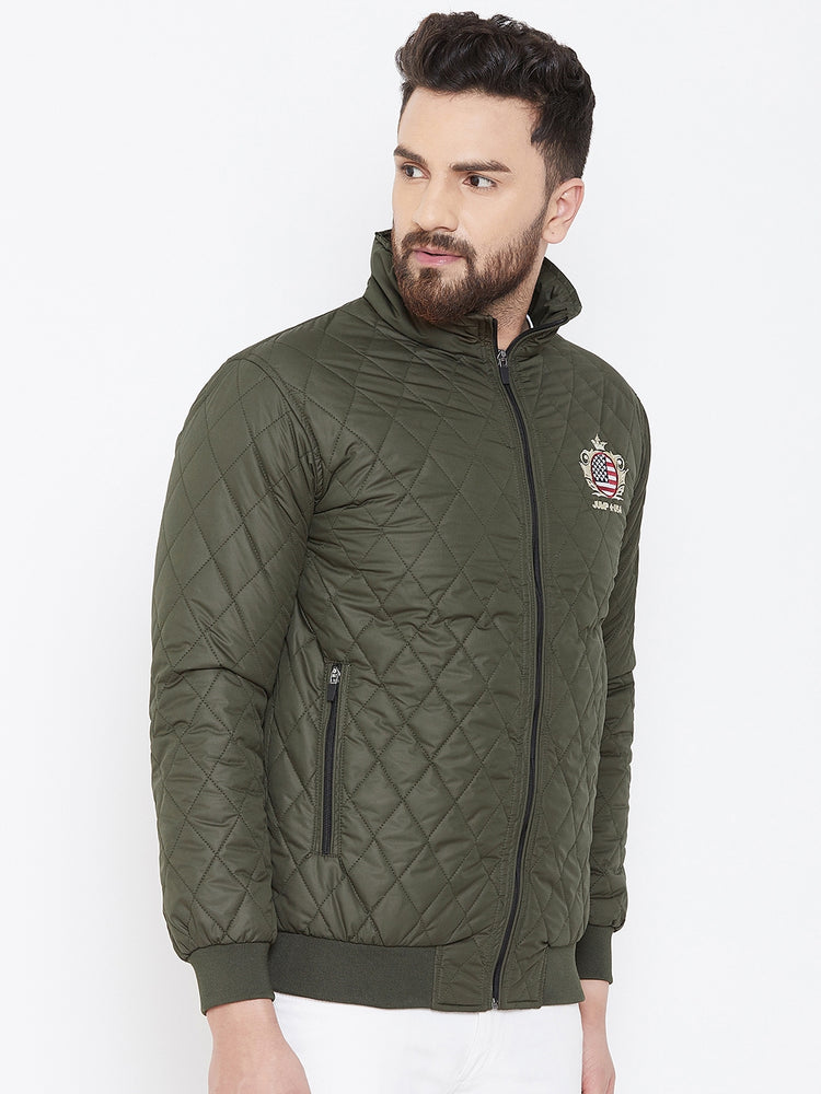 JUMP USA Men Green Design Casual Quilted Jacket - JUMP USA