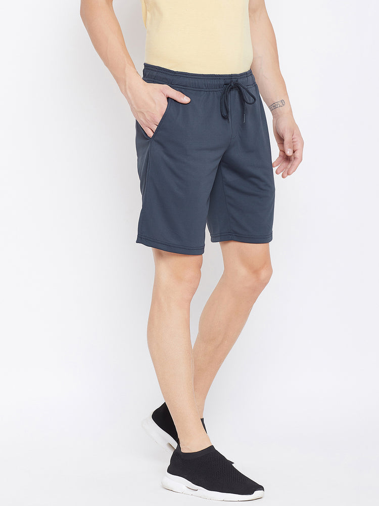 JUMP USA Men Navy Blue Solid Active Wear Shorts - JUMP USA