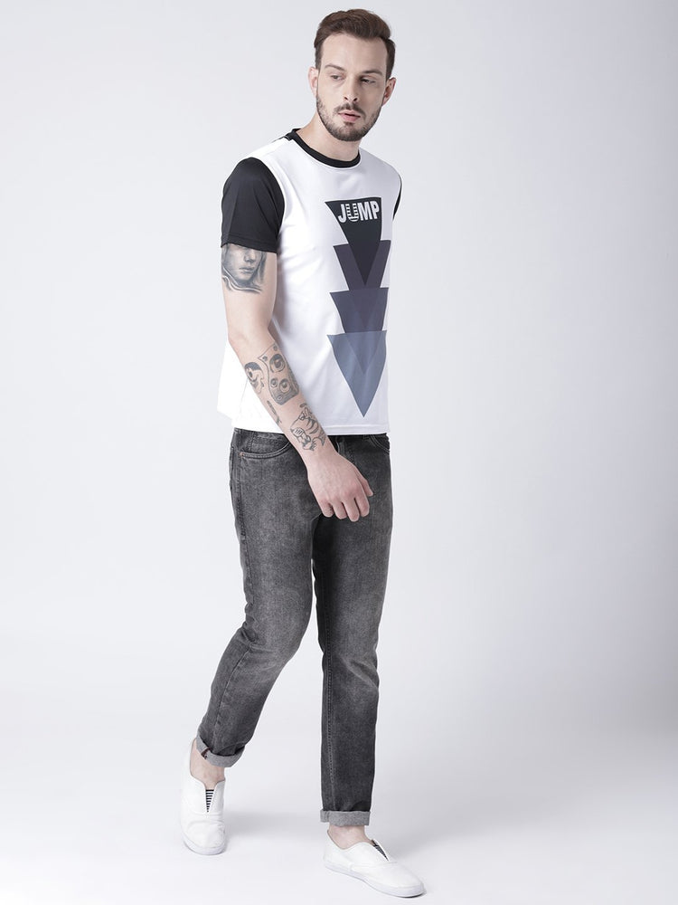 Men White Graphic Round Neck T-shirt - JUMP USA