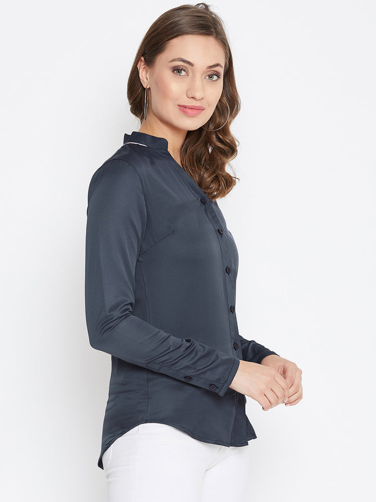 JUMP USA Women Navy Blue Solid Casual Shirts - JUMP USA