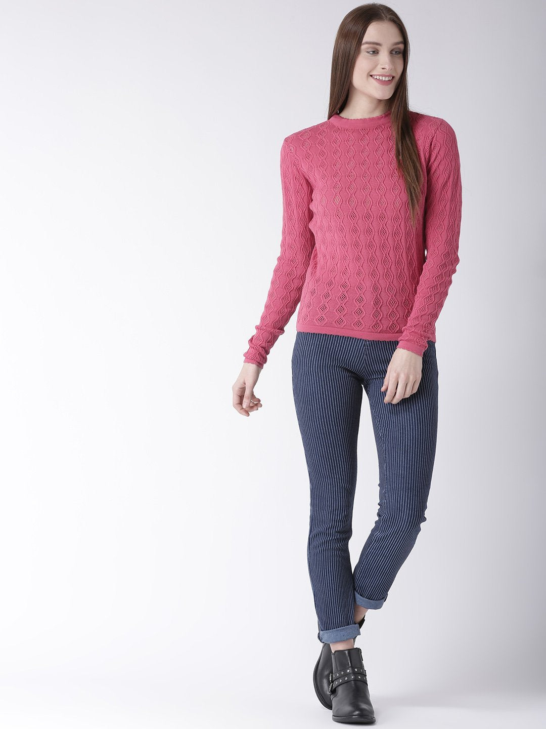 Women Cotton Casual Long Sleeve Pink Winter Sweaters - JUMP USA (1568777175082)