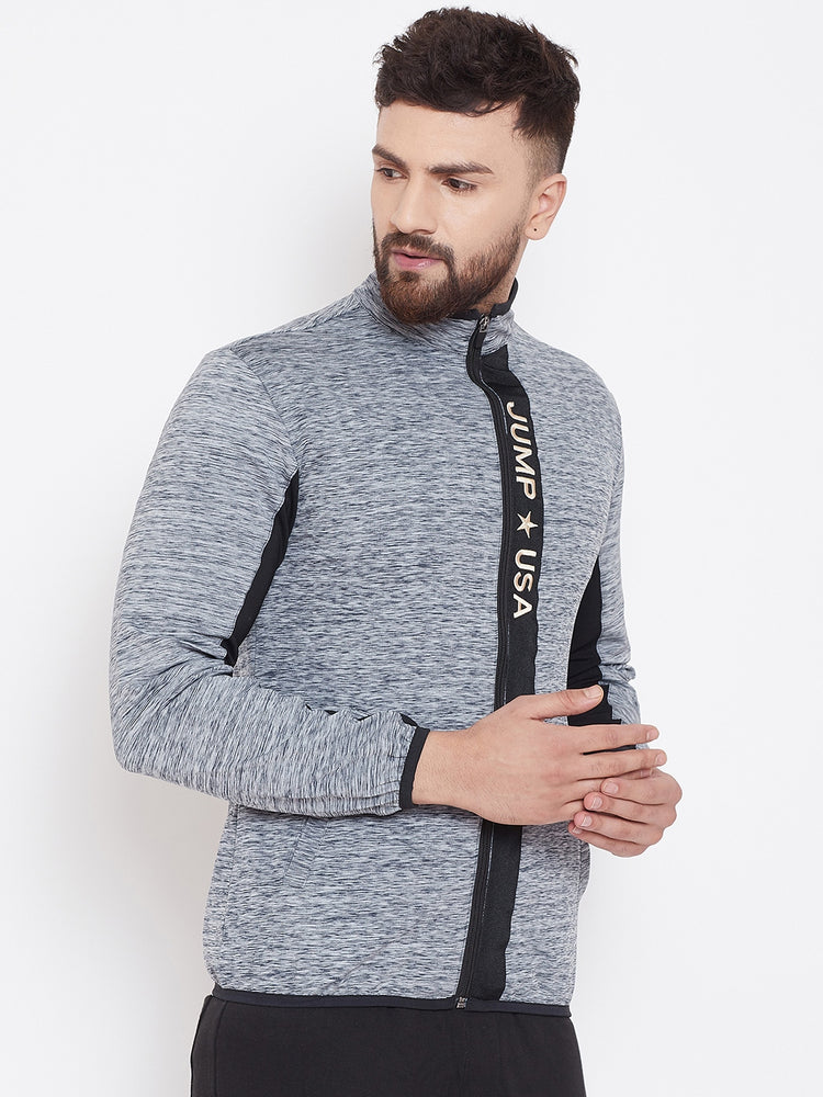 JUMP USA Men Navy Blue Solid Active Wear Jacket - JUMP USA