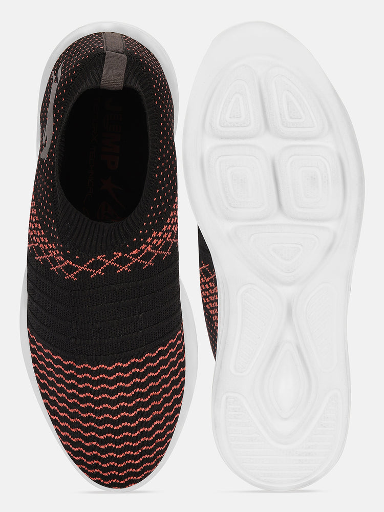 JUMP USA Women's Textured Black Smart Casual Sneakers Shoes - JUMP USA