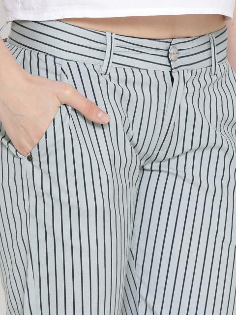 Women Striped White Trousers - JUMP USA
