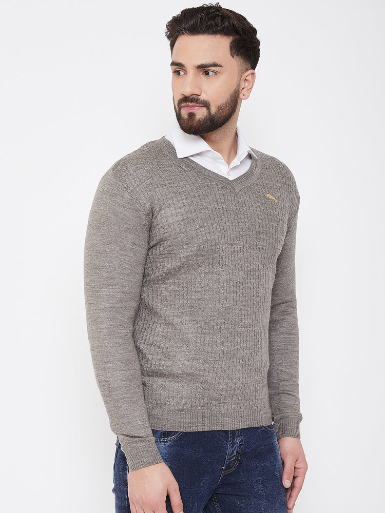 JUMP USA Men Beige Self Design Sweater - JUMP USA