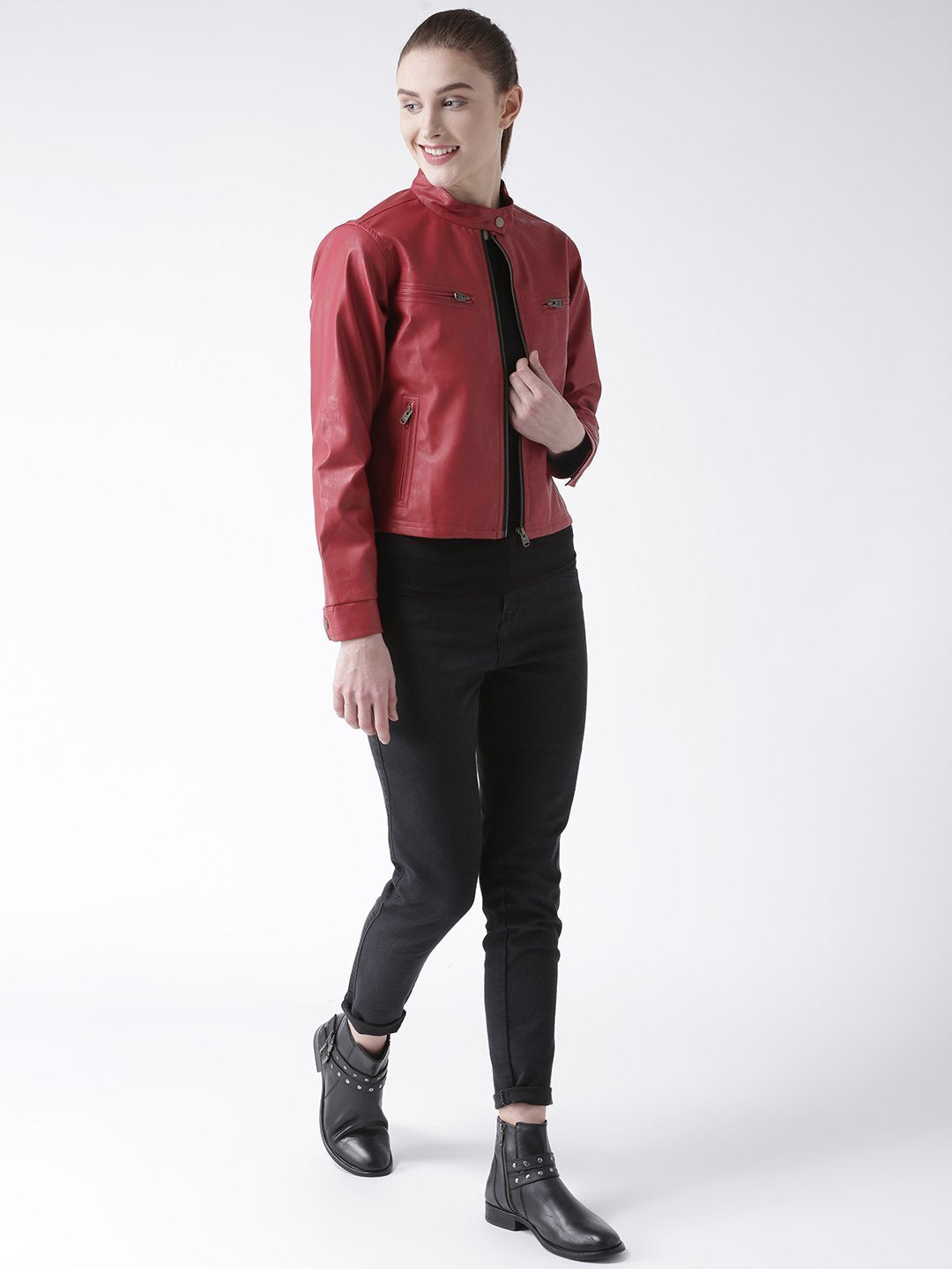 Women Casual Long Sleeve Red Winter Jacket - JUMP USA (1568777502762)