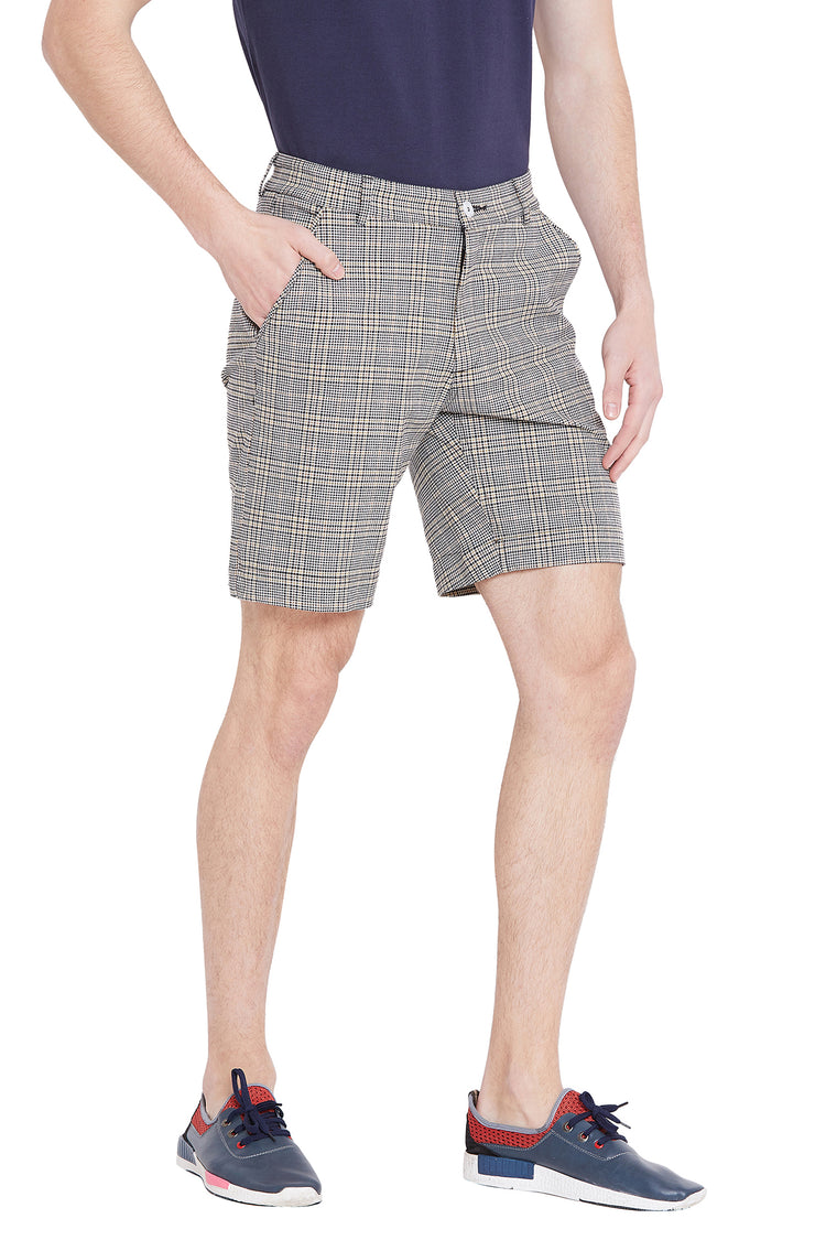 Men Grey Checked Casual Shorts - JUMP USA