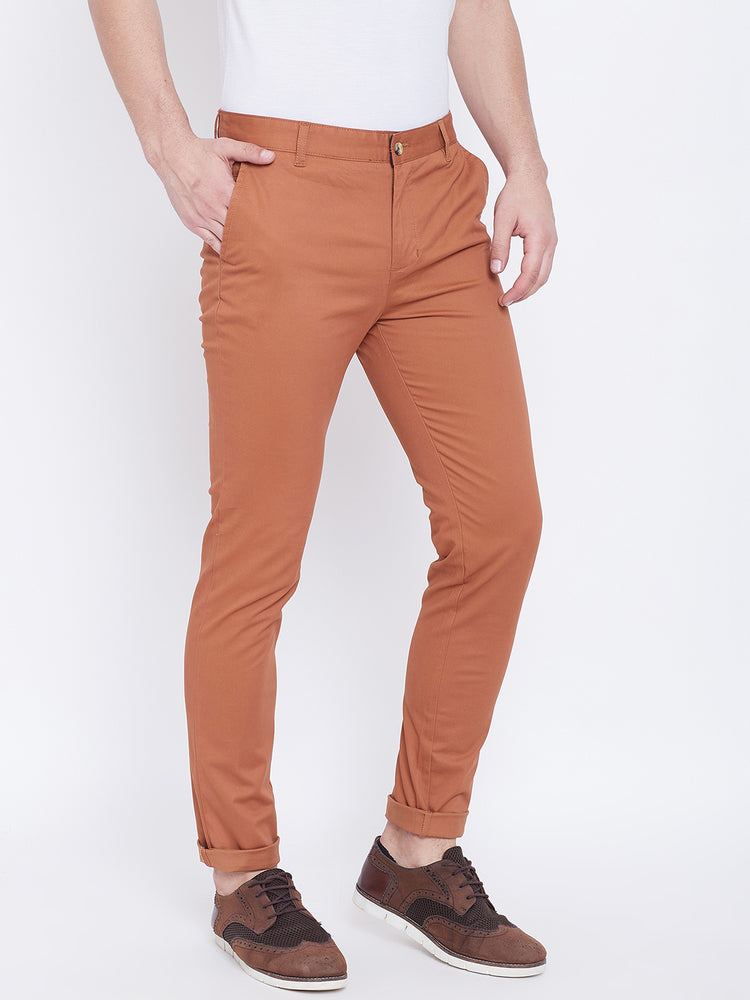 JUMP USA Men Bronze Casual Slim Fit Trousers - JUMP USA