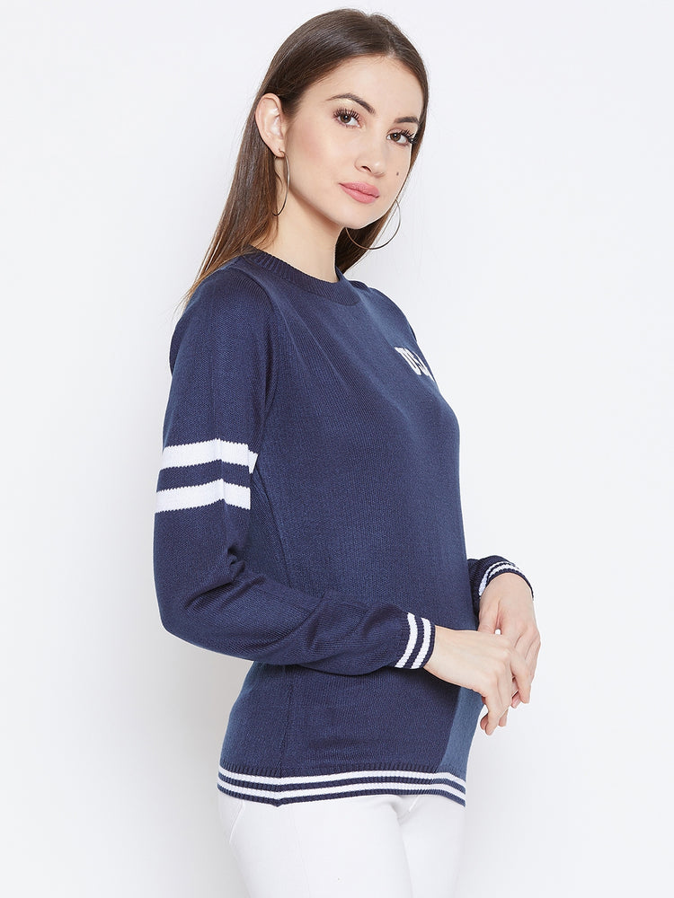 JUMP USA Women Navy Blue Solid Sweaters - JUMP USA