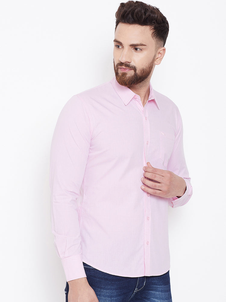 JUMP USA Men Pink Solid Regular Fit Casual Shirts - JUMP USA