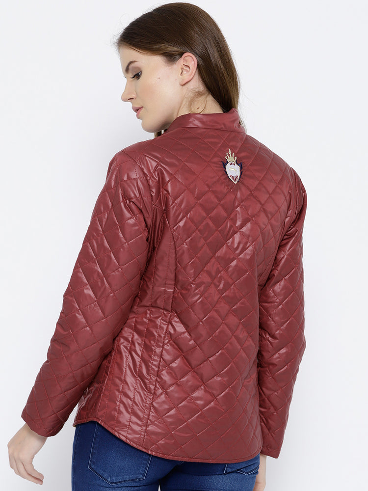 Women Red Quilted Jacket - JUMP USA