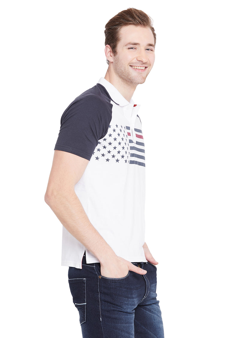 Men White Solid Casual Polo T-shirts - JUMP USA