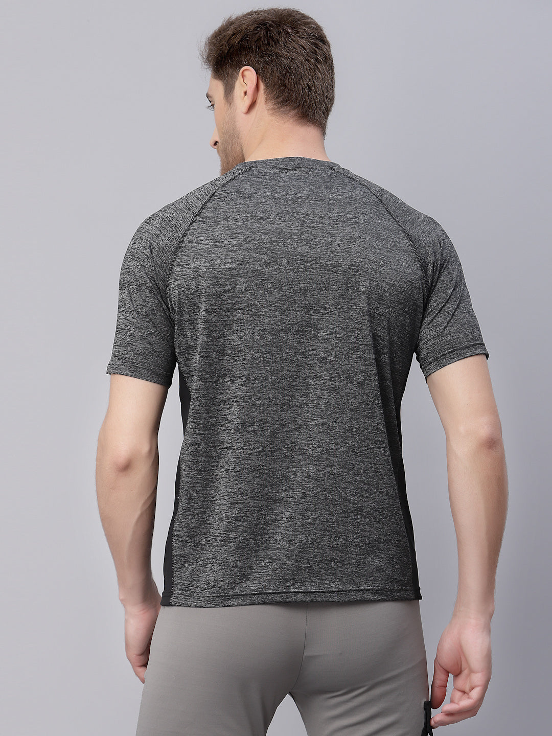 JUMP USA Men Grey Sports Round Neck T-shirt