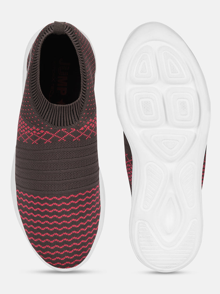 JUMP USA Women's Textured Grey Smart Casual Sneakers Shoes - JUMP USA