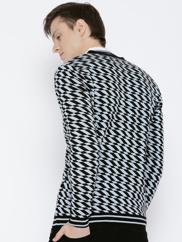 Men Blue Colourblocked Pullover - JUMP USA