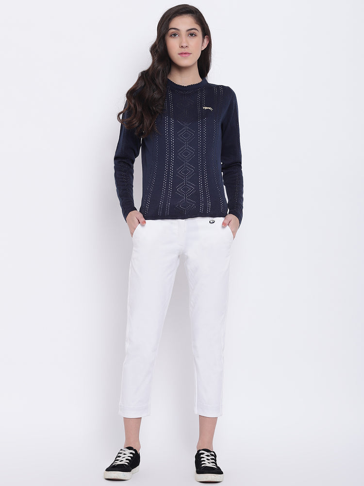 Women Navy Blue Casual Sweaters - JUMP USA