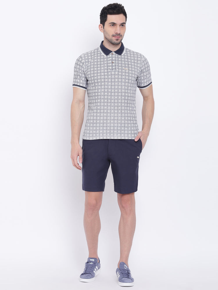 Men Casual Solid White Polo Collar T-Shirt - JUMP USA