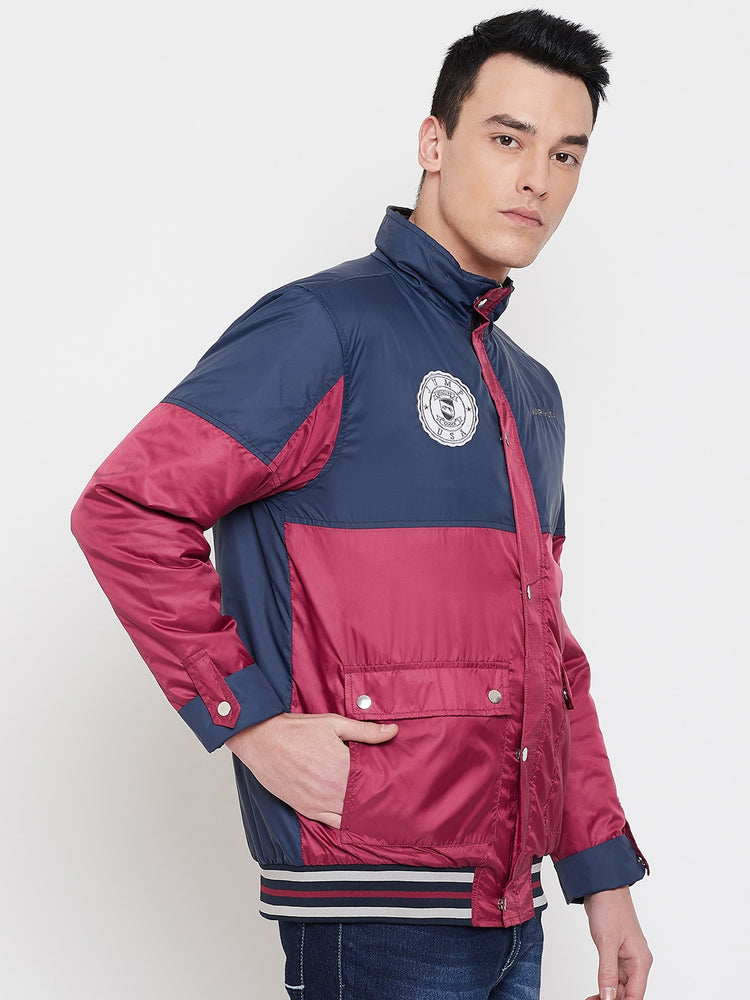 JUMP USA Men Navy Blue Colourblocked Casual Open Front Jacket - JUMP USA