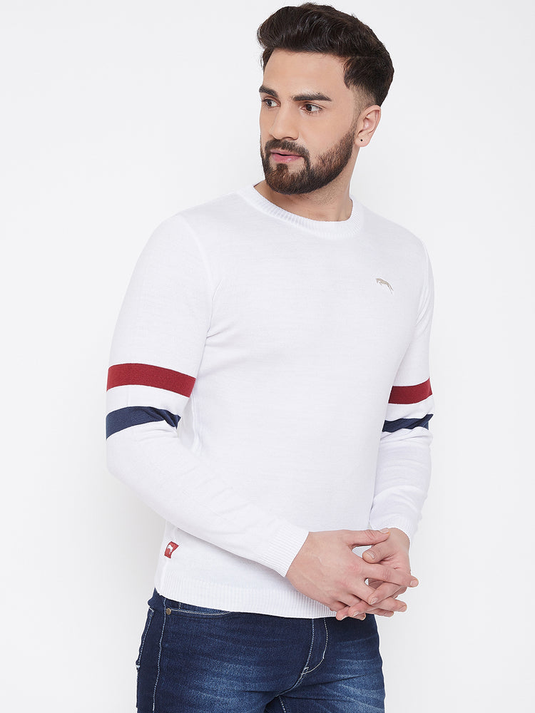 JUMP USA Men White Solid Sweater - JUMP USA